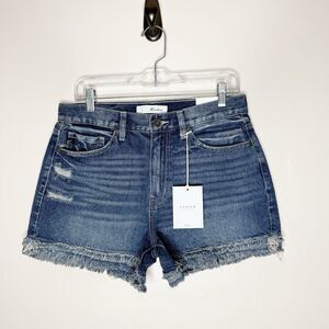 Kancan High Rise Frayed Hem Distressed Denim Jean Shorts Women’s Size 9/28 NWT